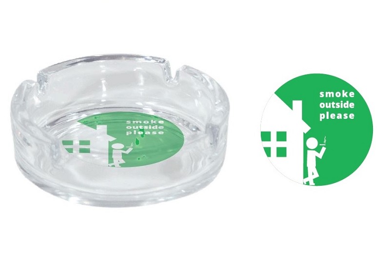"No Smoking Inside" Ashtray 10.5 Glass
