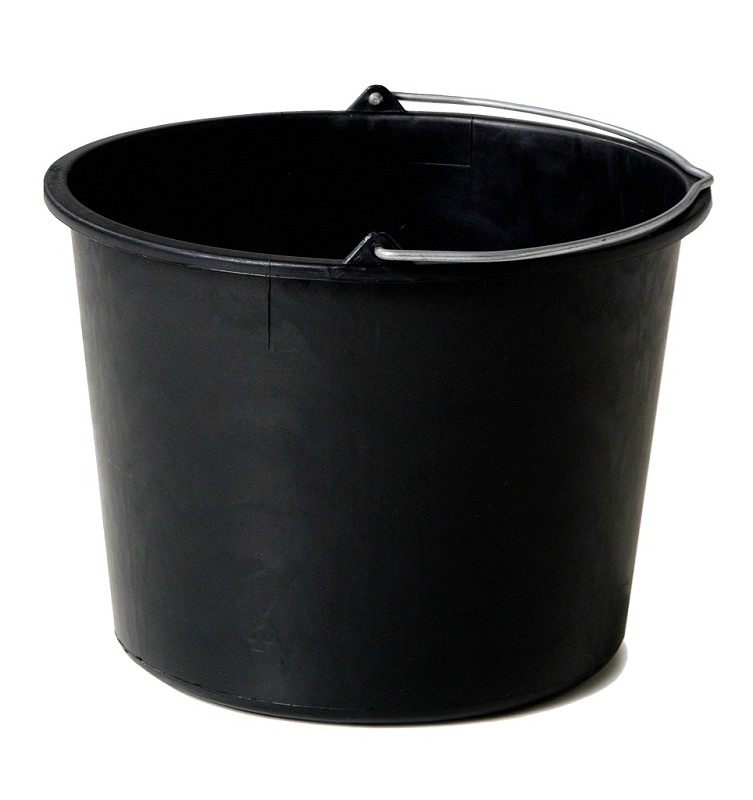 12L Black Plastic Bucket