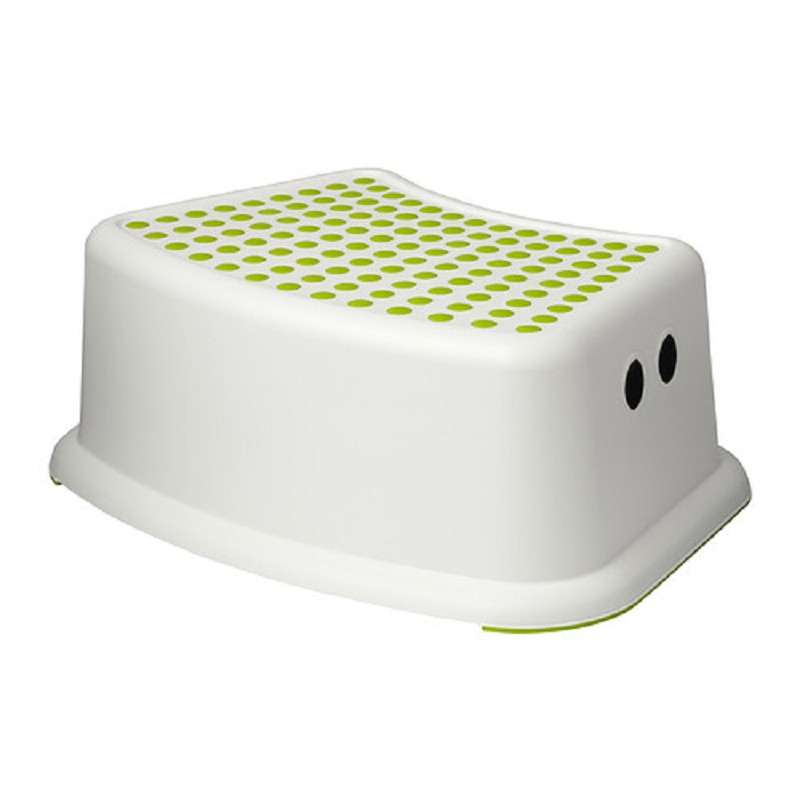 Low Step Stool Green/White Plastic