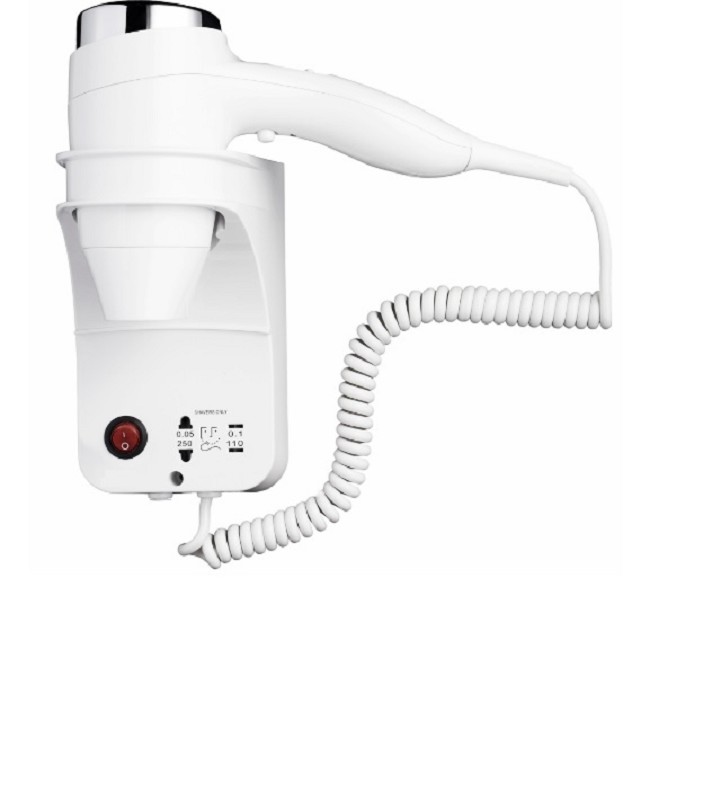 Hair Dryer White Wall Mount
