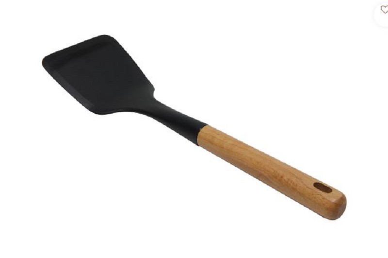 Wooden spatula with silicone