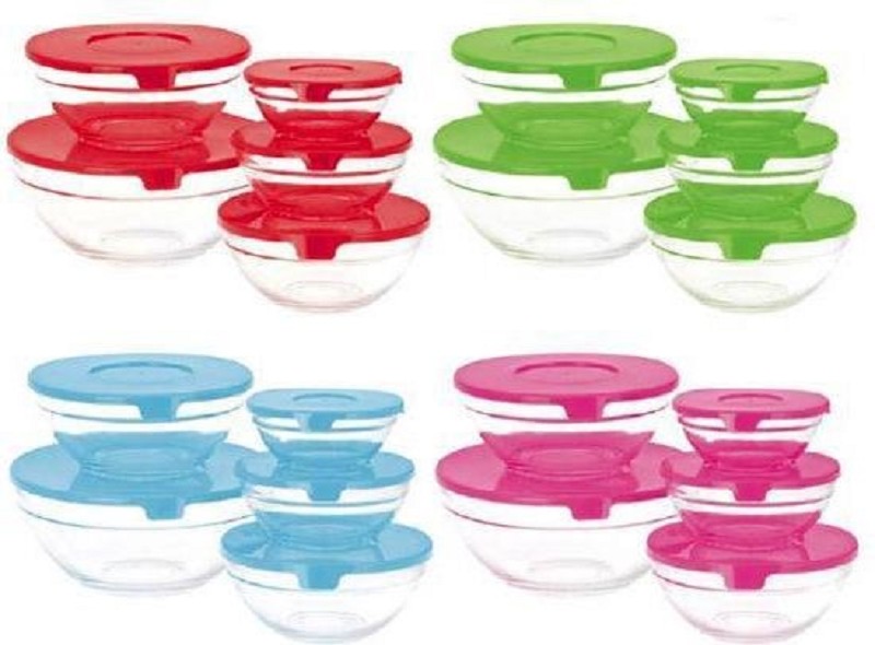 Microwave set 5 pcs glass  assorti