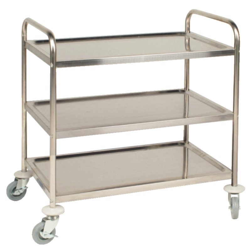 Vogue Stainless Steel Serving Trolley 3 Trays 81x45.5cm