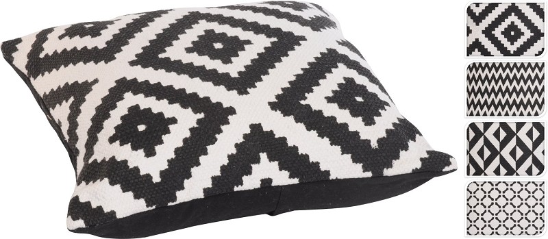 Decorative Cushion Cotton Black/ White 45x45cm Assorted
