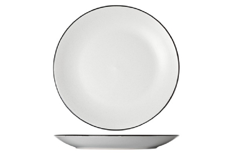 Speckle white flat plate 27cm - earthenware.