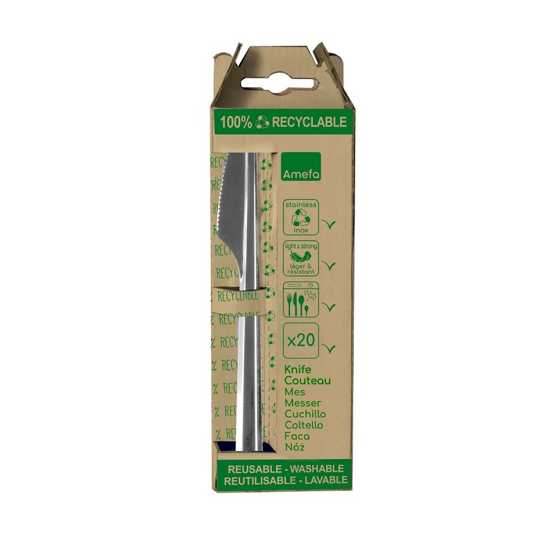 Amefa Leaves reusable 20 Table knives in craft hanging box