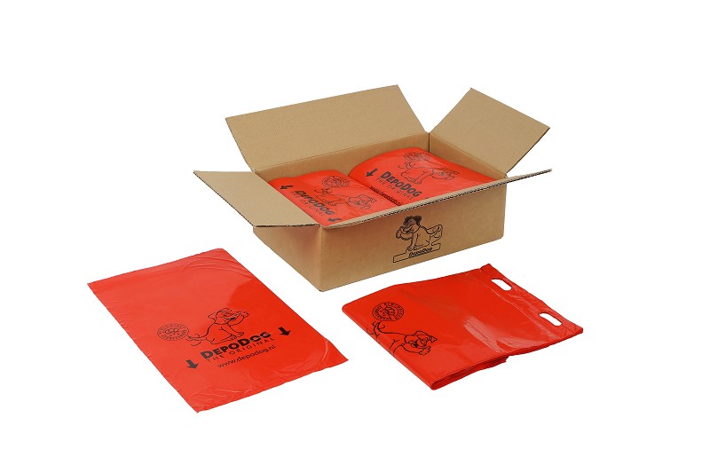 HDPE standard dog poop bag, red